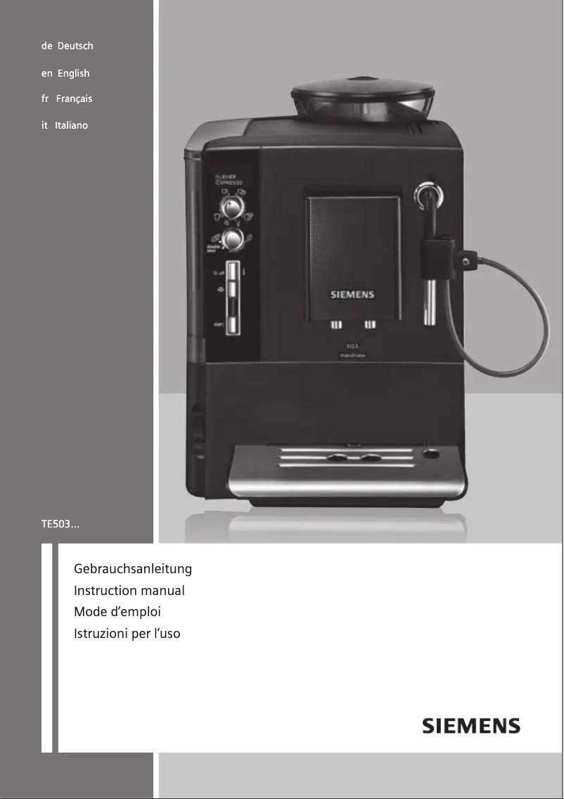 Page 1 de la notice Manuel d'utilisation et d'entretien Siemens EQ.5 TE503511DE