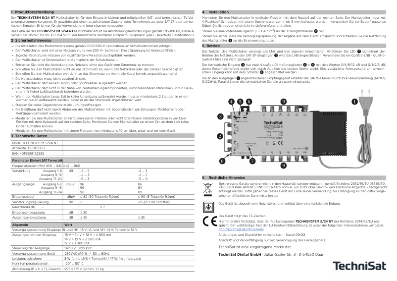 Image de la première page du manuel de l'appareil TechniSystem 5/24 NT