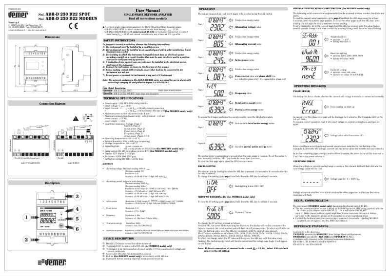 Image de la première page du manuel de l'appareil ADR-D 230 D22 Modbus