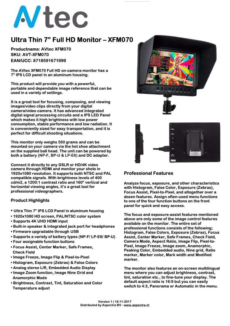 Image de la première page du manuel de l'appareil AVT-XFM