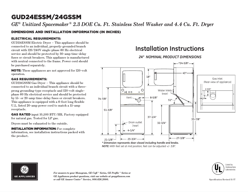 Image de la première page du manuel de l'appareil GUD24GSSMWW