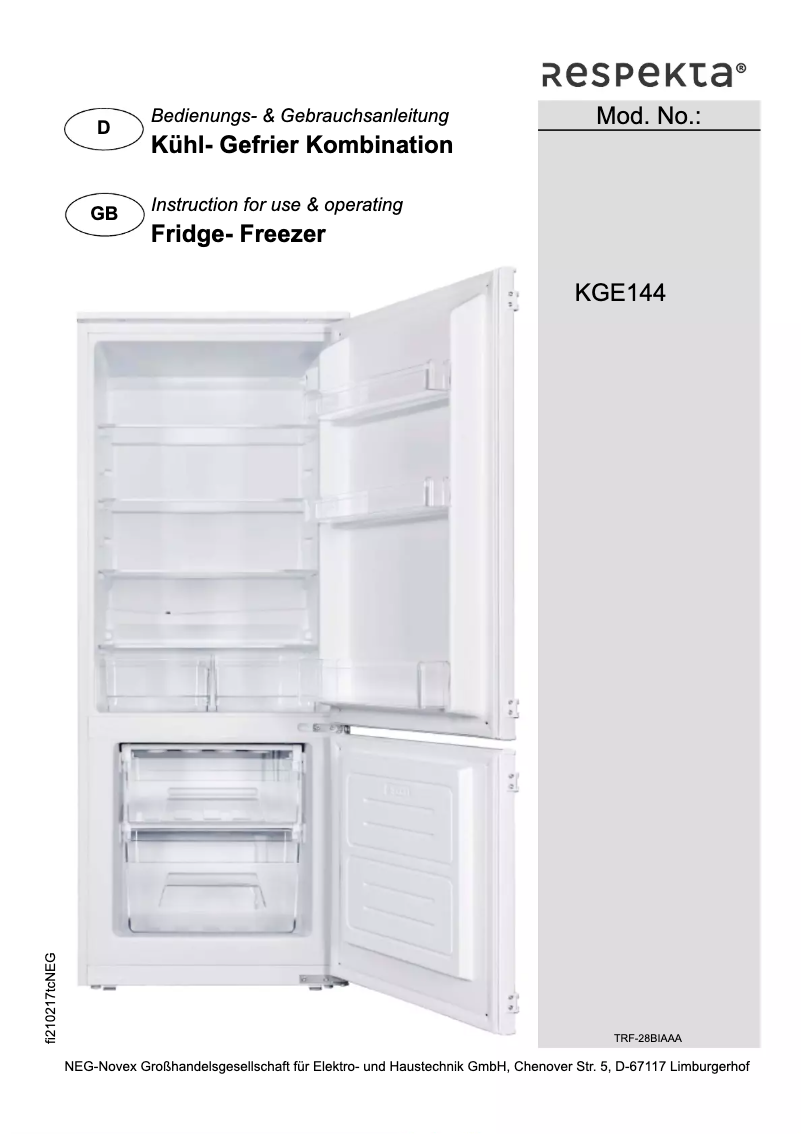 Image de la première page du manuel de l'appareil Esko KGE144