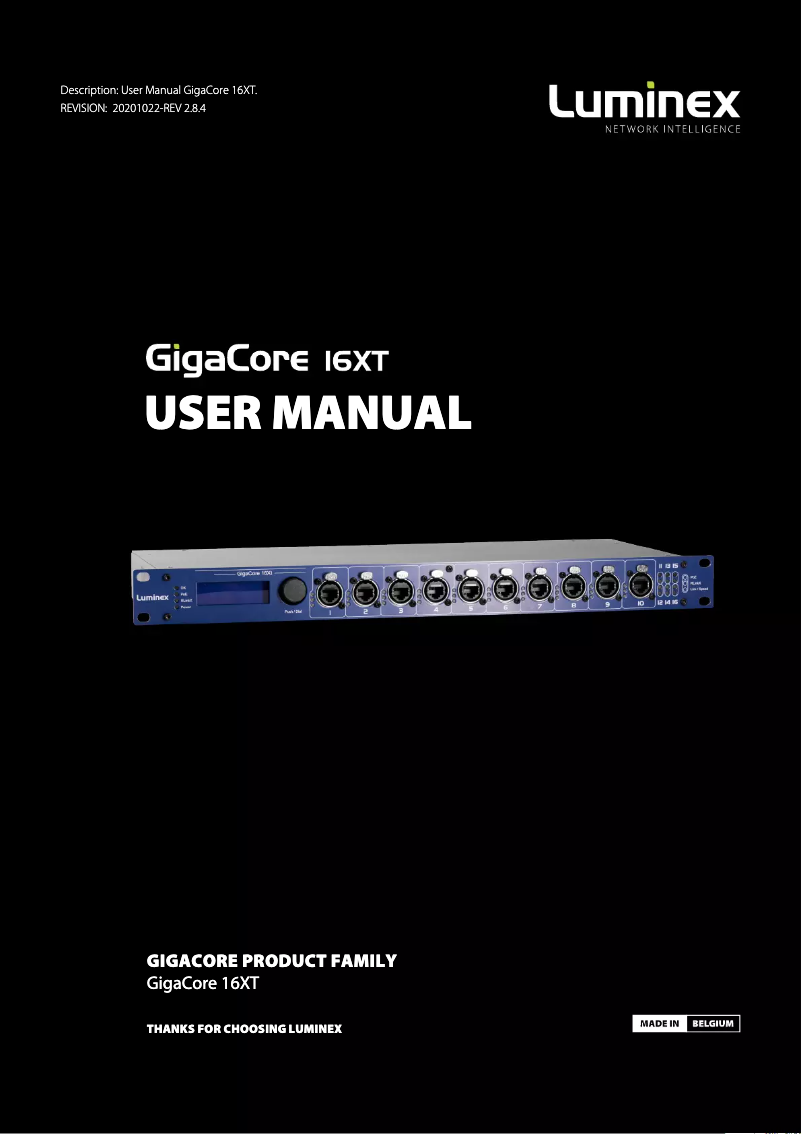 Image de la première page du manuel de l'appareil GigaCore 16XT