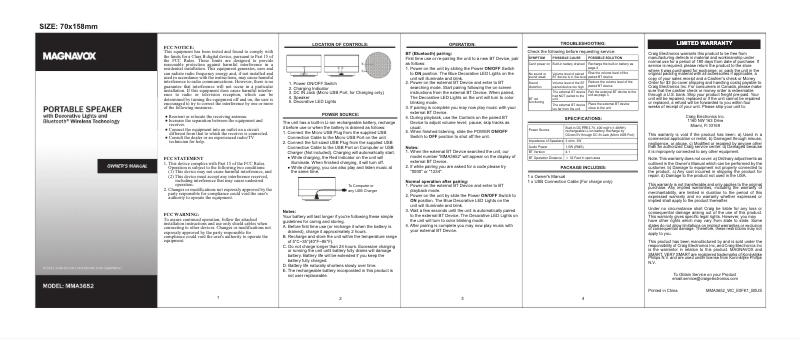 Image de la première page du manuel de l'appareil MMA3652