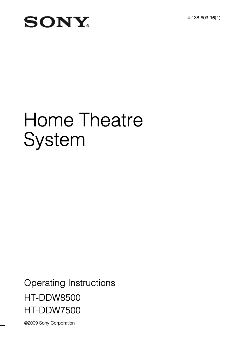 Image de la première page du manuel de l'appareil HT-DDW7500