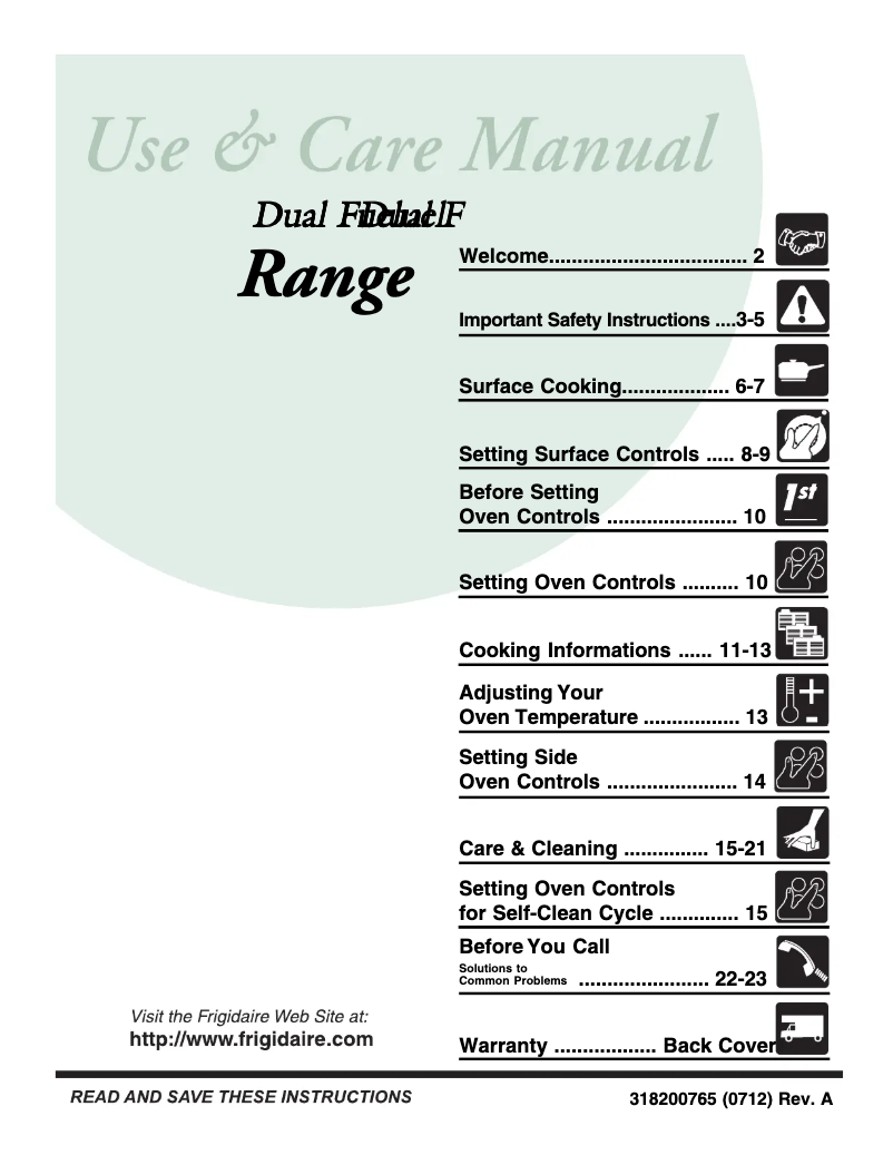 Página 1 del manual Manual de usuario Frigidaire PLCF489GC