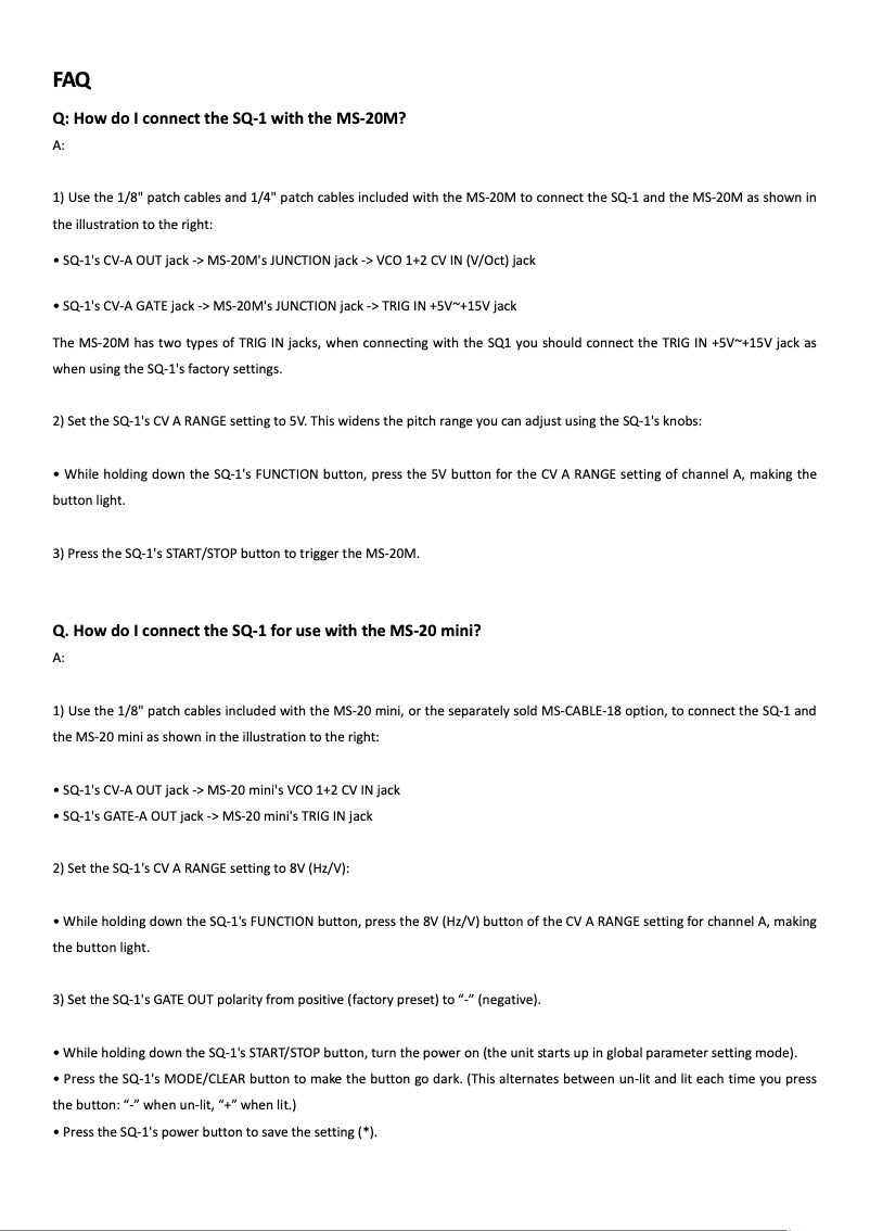 Page n°1 - FAQ Korg SQ-1