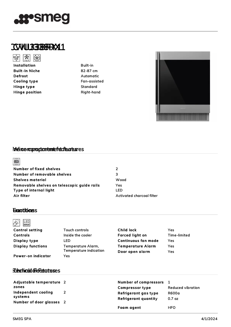 Image de la première page du manuel de l'appareil CVIU338RX1