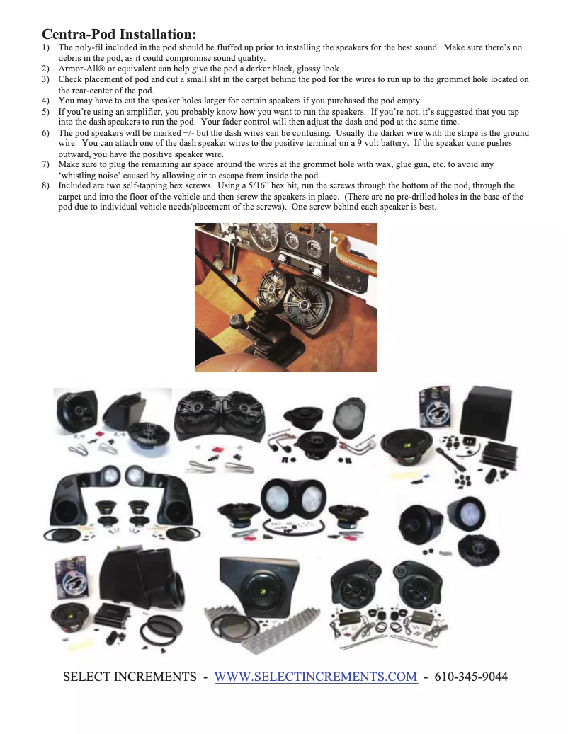 Page 1 de la notice Manuel utilisateur Select Increments Centra-Pod