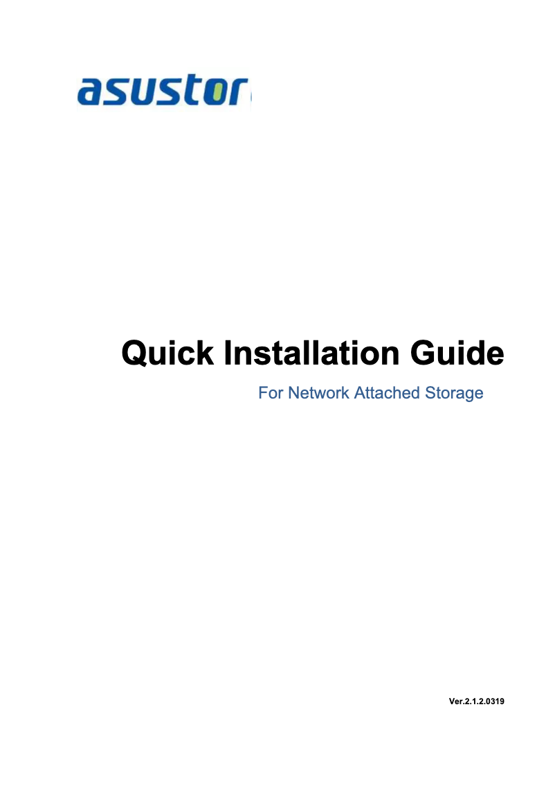 Page 1 de la notice Manuel utilisateur Asustor AS-202T