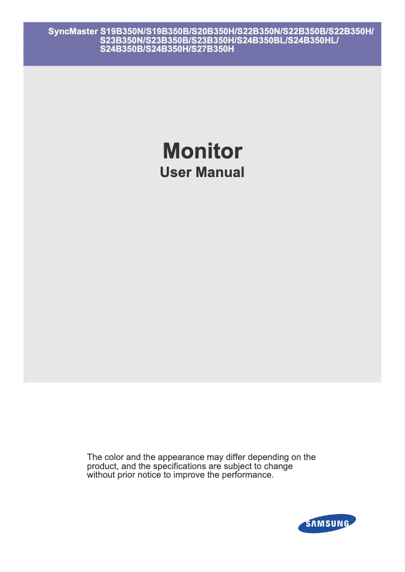 Image de la première page du manuel de l'appareil SyncMaster LS27B350HS