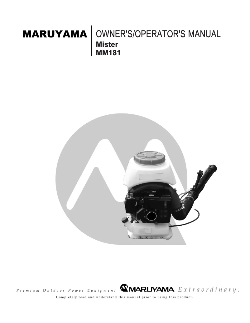 Page n°1 - Manuel utilisateur Maruyama MM181