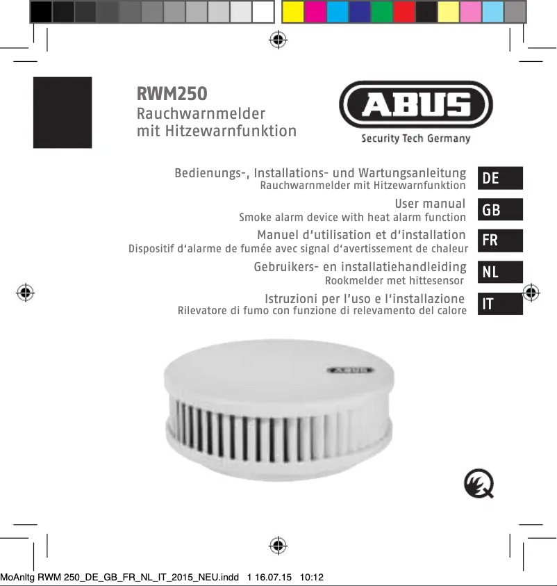 Page 1 de la notice Manuel utilisateur Abus RWM250