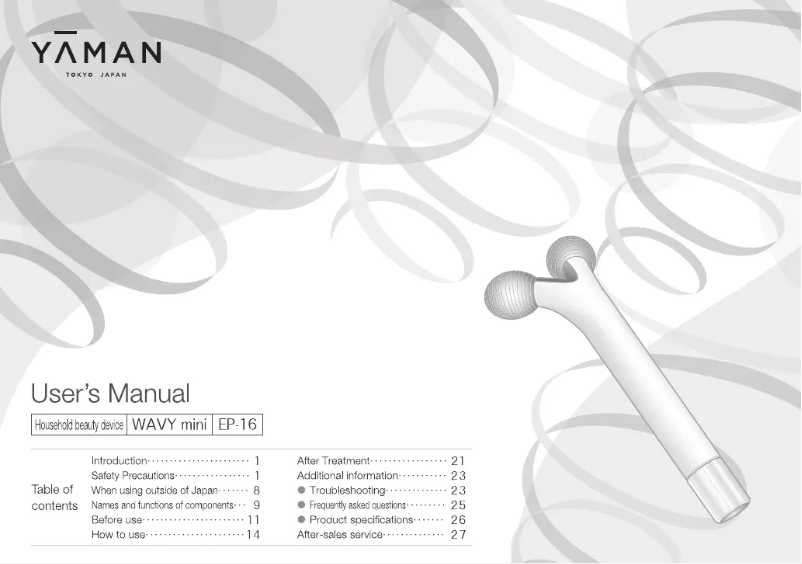 Page 1 de la notice Manuel utilisateur YA-MAN WAVY mini