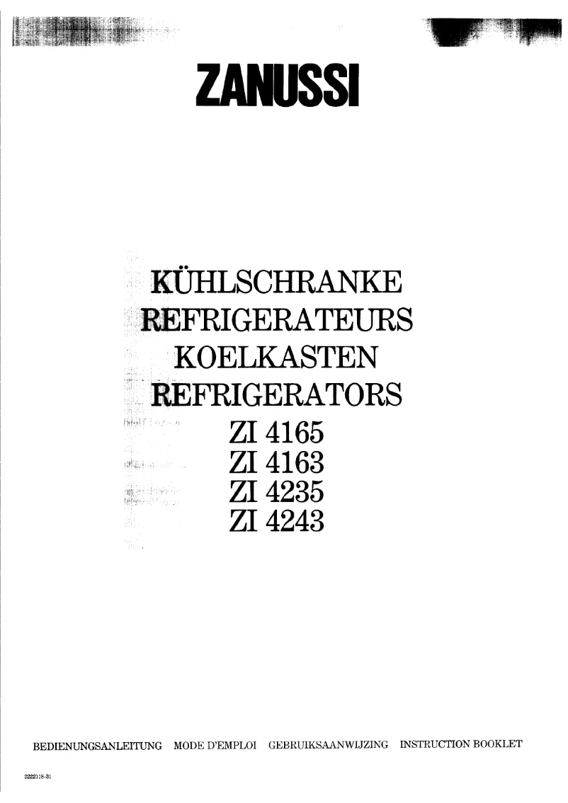 Page 1 de la notice Manuel utilisateur Zanussi ZI 4163