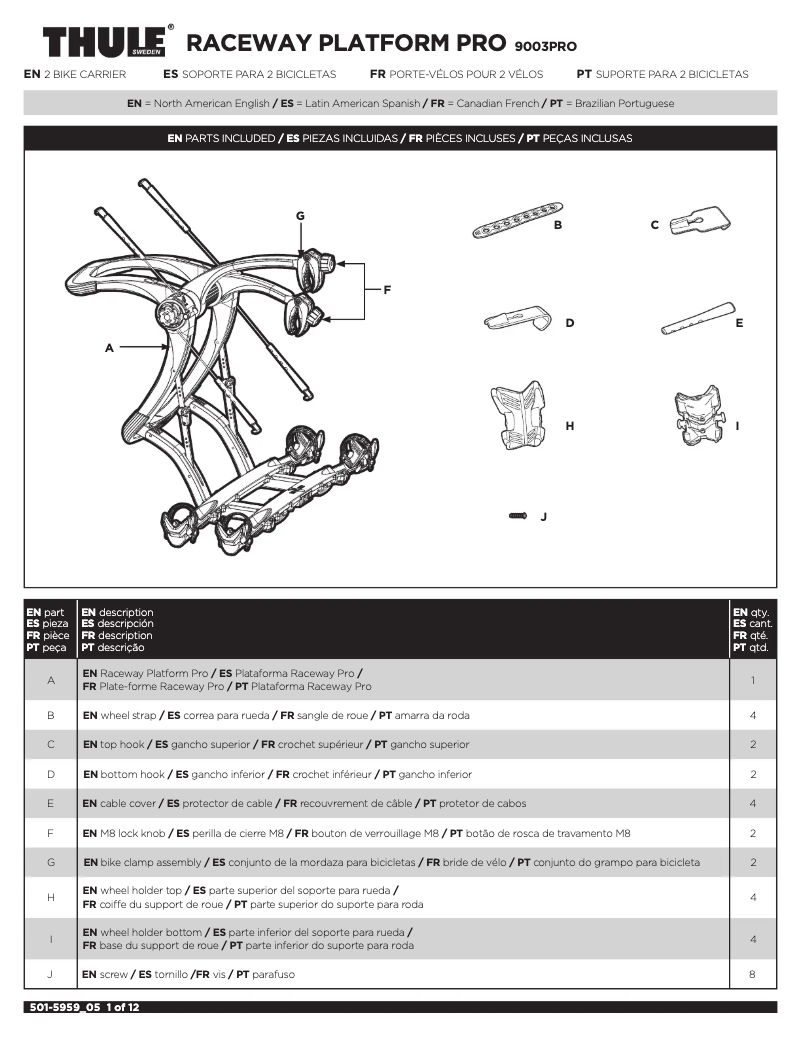 Página 1 del manual Manual de usuario Thule Raceway Platform Pro 9003Pro