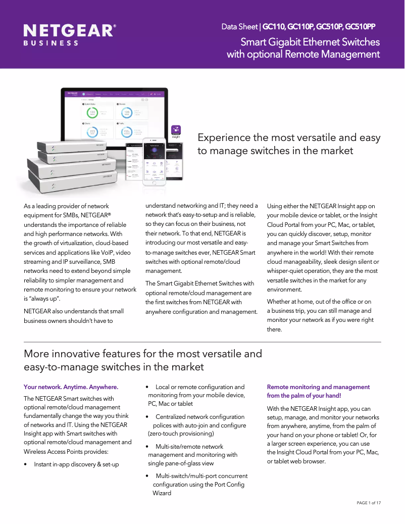 Page n°1 - Fiche technique Netgear GC110P