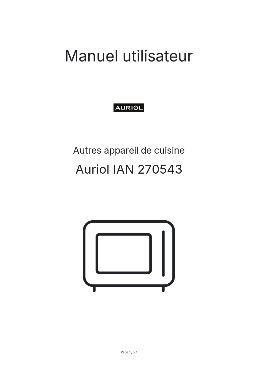 Page n°1 - Manuel utilisateur Auriol IAN 270543