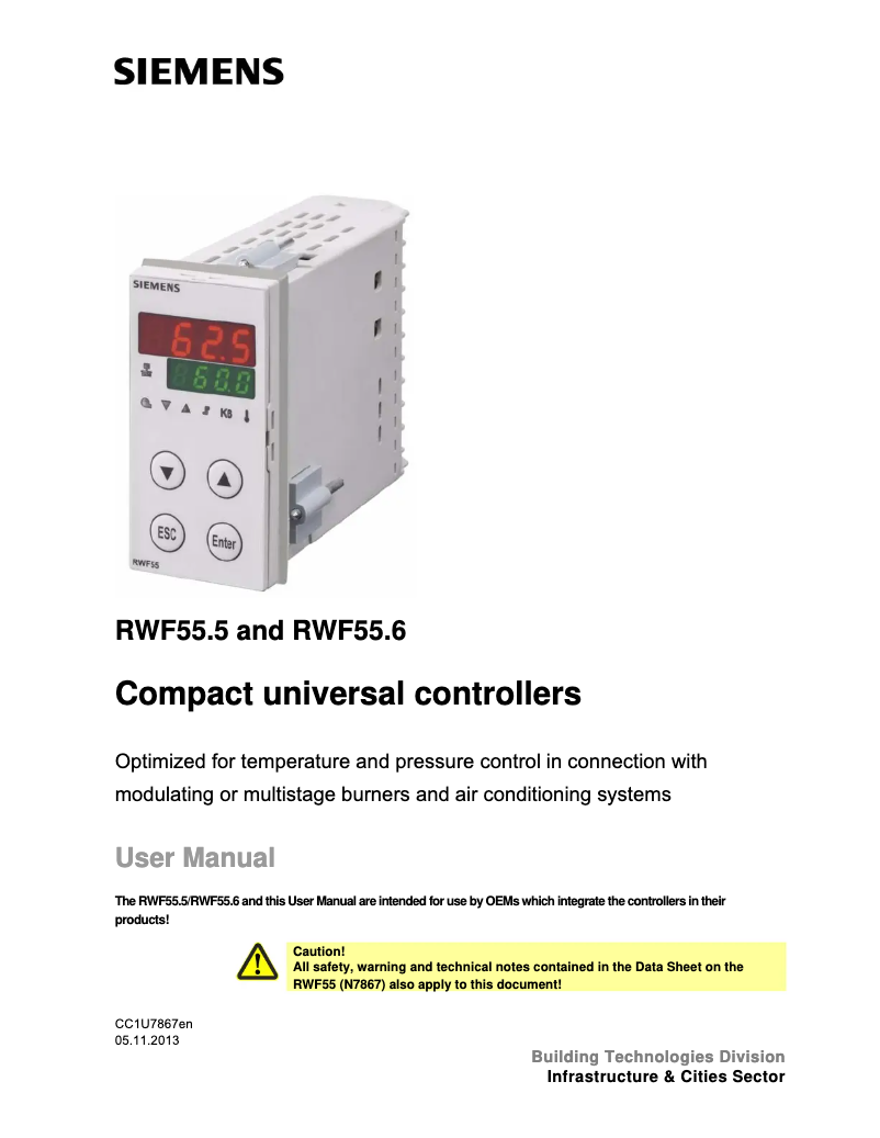 Image de la première page du manuel de l'appareil RWF55.6