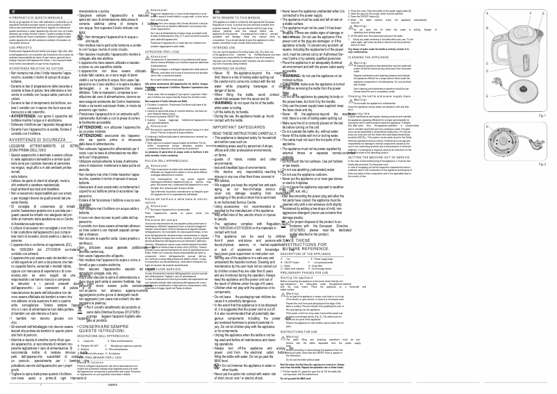 Page n°1 - Manuel utilisateur Ariete 2875