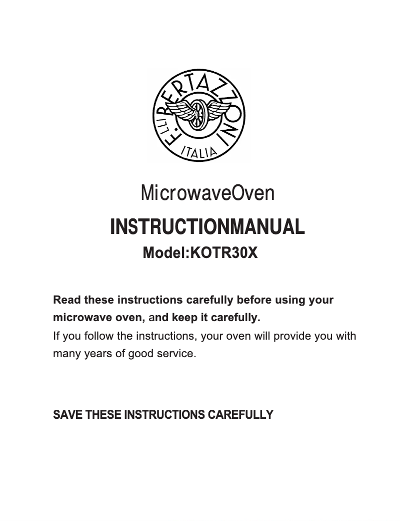 Page 1 de la notice Manuel utilisateur Bertazzoni BERAMW100