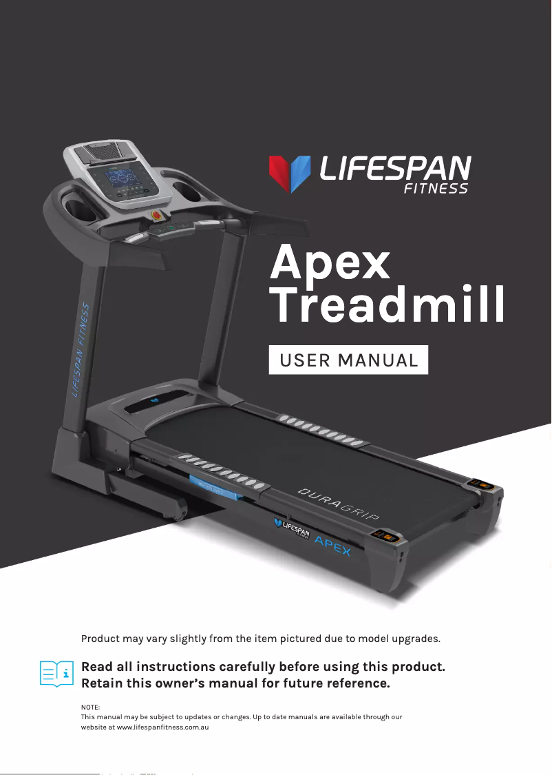 Page n°1 - Manuel utilisateur LifeSpan Apex