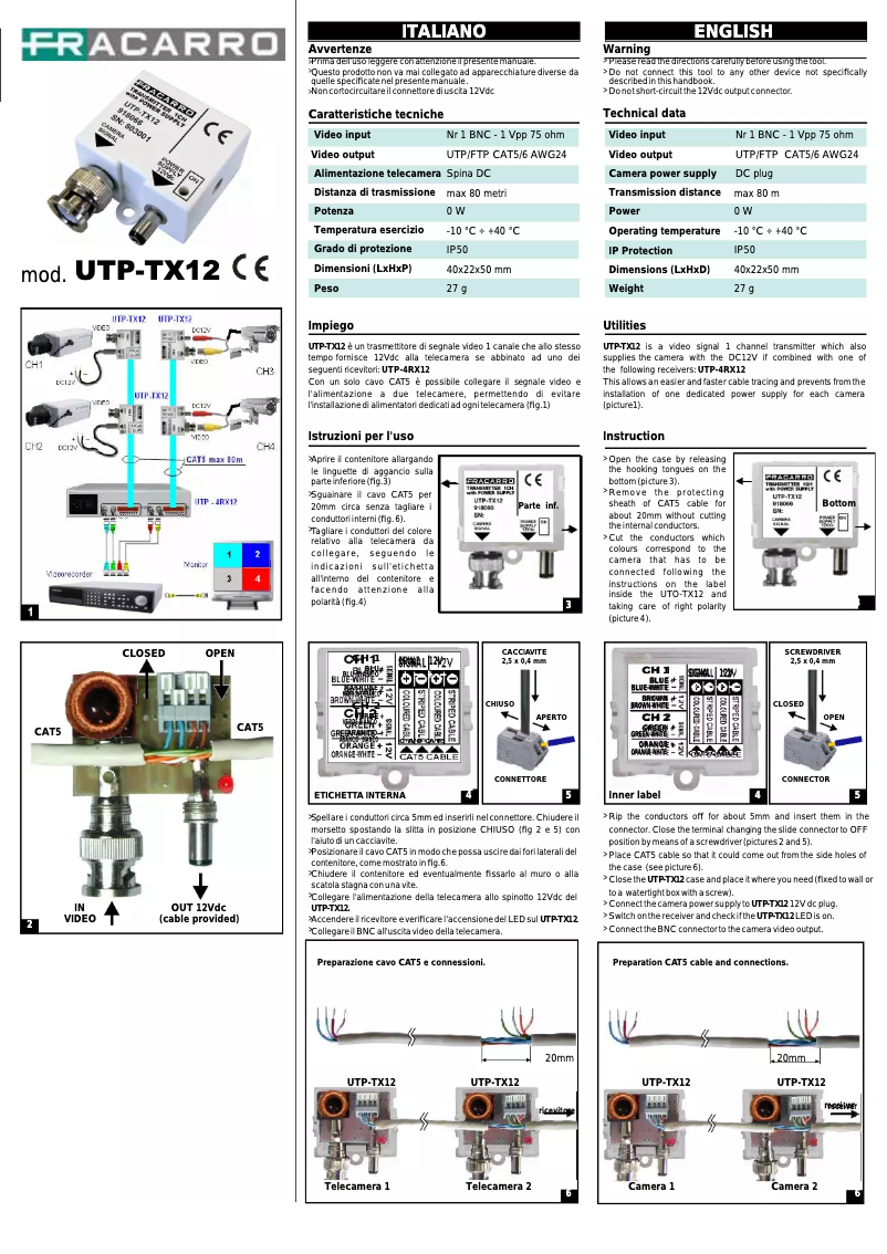 Image de la première page du manuel de l'appareil UTP-4RX12