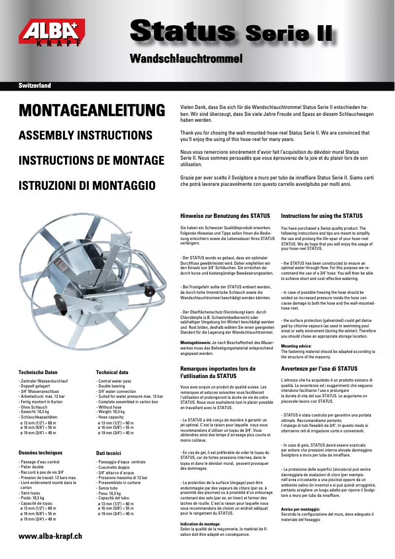 Image de la première page du manuel de l'appareil Status Serie II