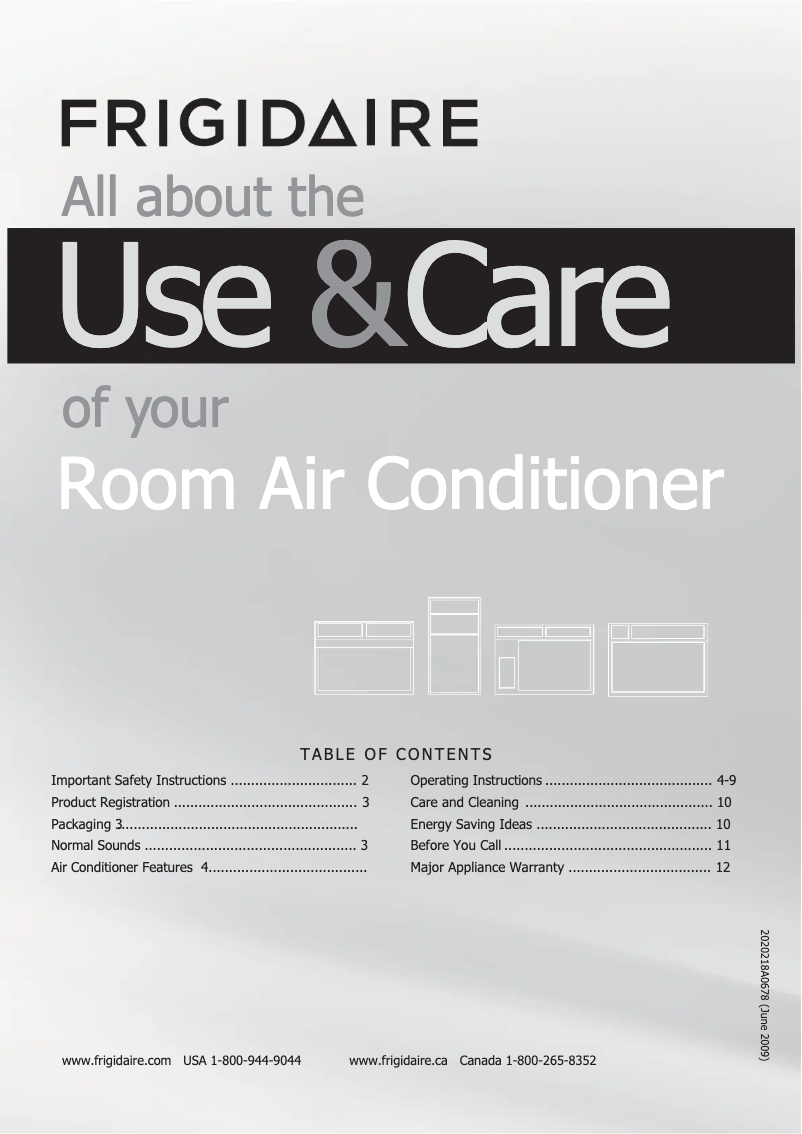 Page n°1 - Manuel utilisateur Frigidaire FRA256ST2