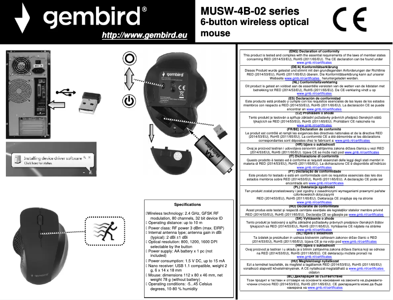 Page n°1 - Manuel utilisateur Gembird MUSW-6B-02-BG