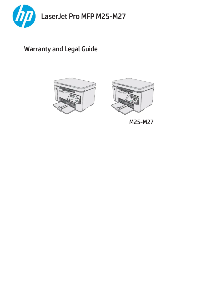 Page n°1 - Informations de garantie HP LaserJet Pro MFP M25