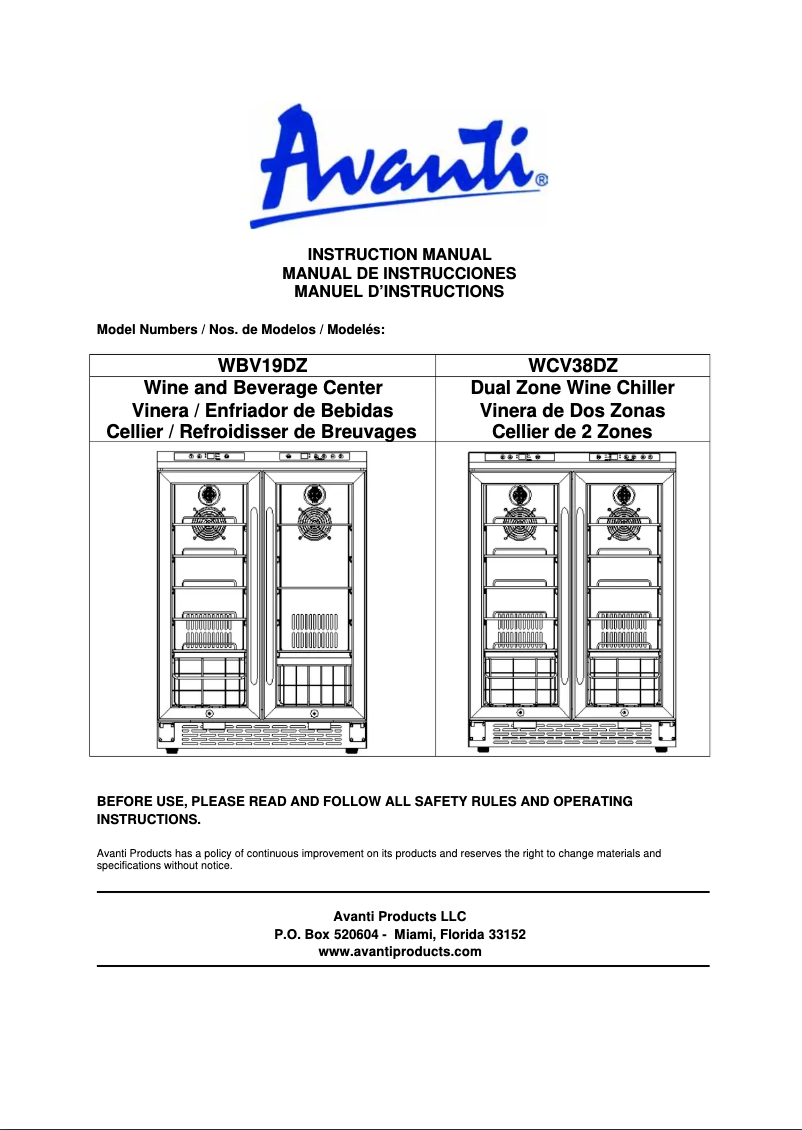 Image de la première page du manuel de l'appareil WCV38DZ