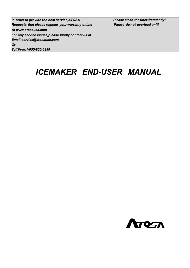 Page 1 de la notice Manuel utilisateur Atosa HD350-AP-161