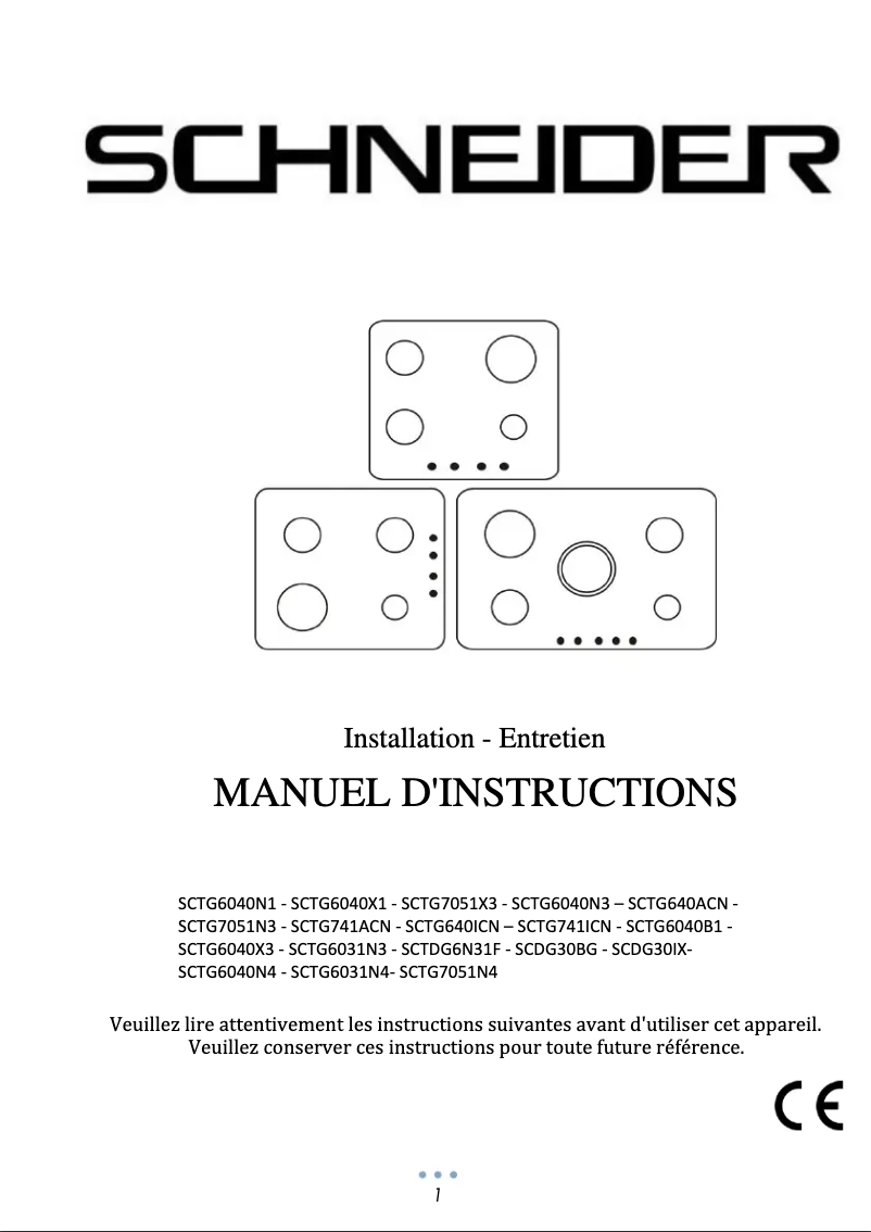 Page 1 de la notice Manuel utilisateur Schneider SCTG6031N3