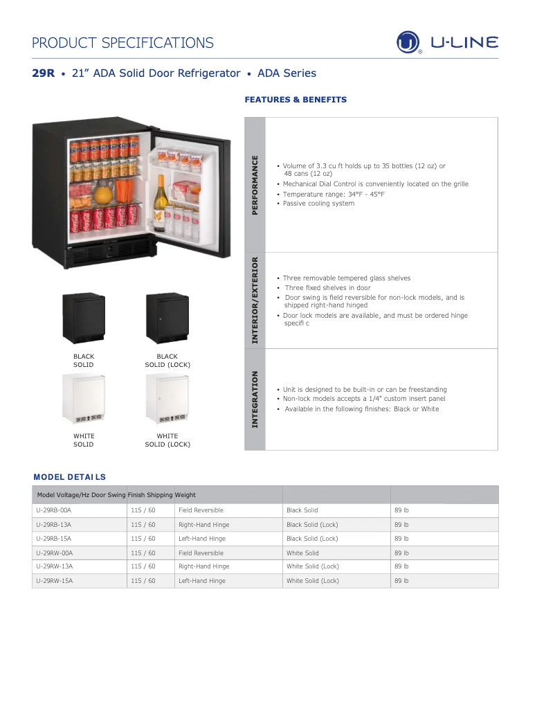 Image de la première page du manuel de l'appareil U-29R13A