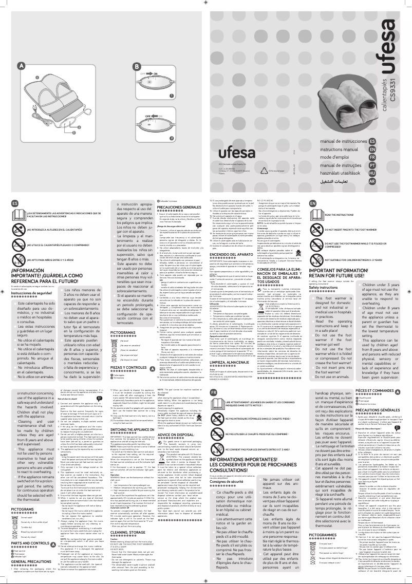 Page 1 de la notice Manuel utilisateur Ufesa CS9331