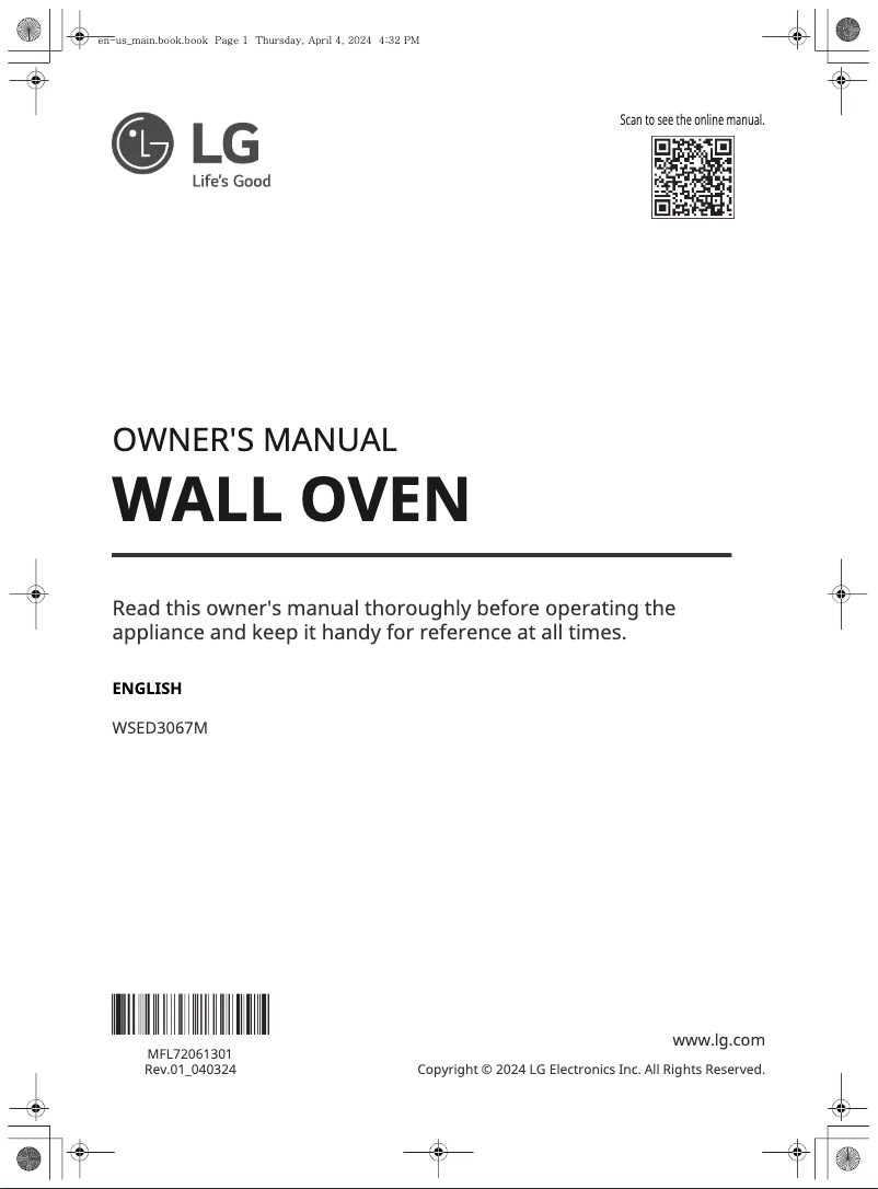 Page 1 de la notice Manuel utilisateur LG WSED3067M