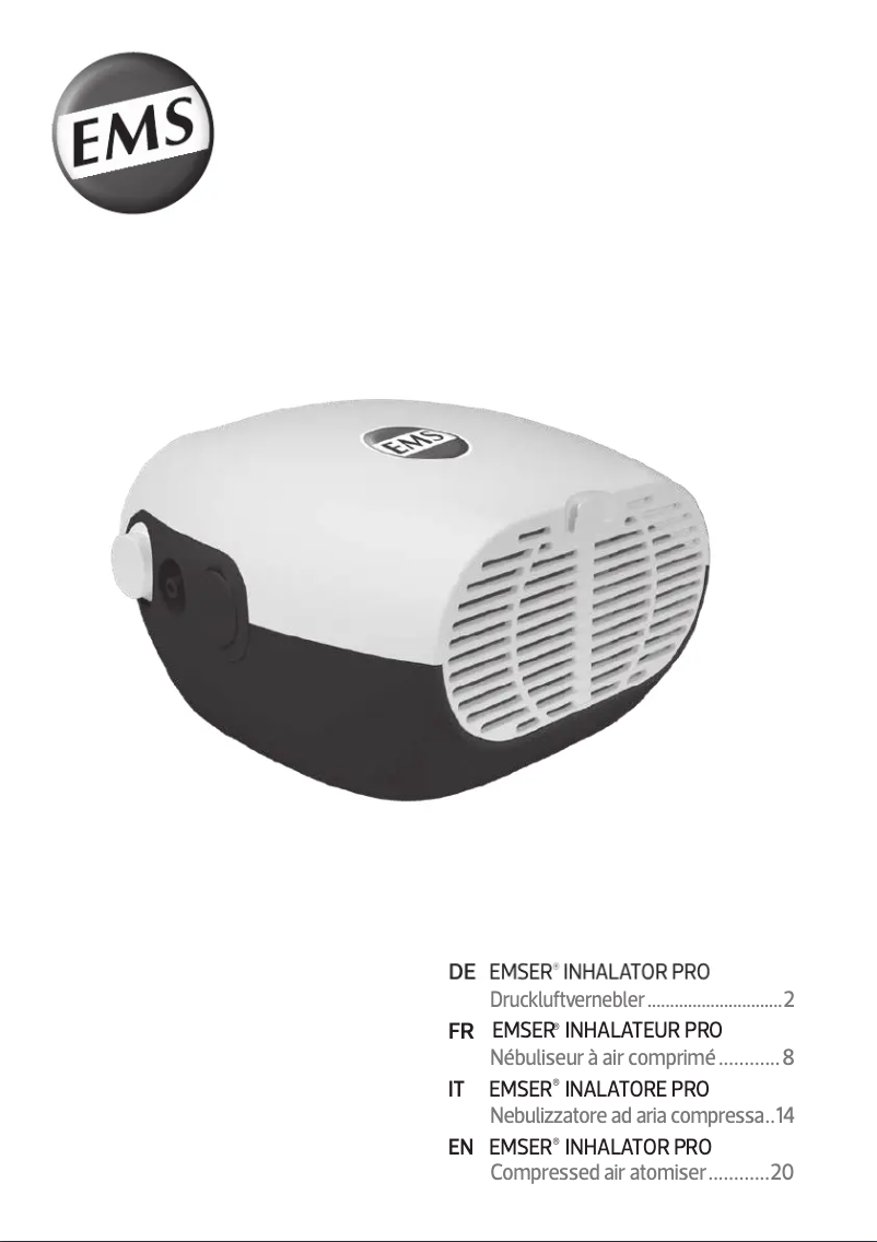 Page 1 de la notice Manuel utilisateur EMS Emser Inhalator Pro