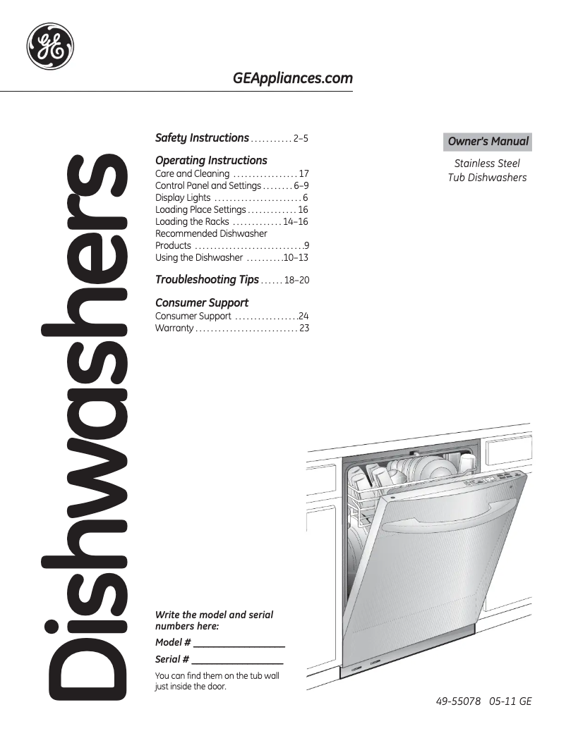 Page 1 de la notice Mode d'emploi GE CDWT280VSS