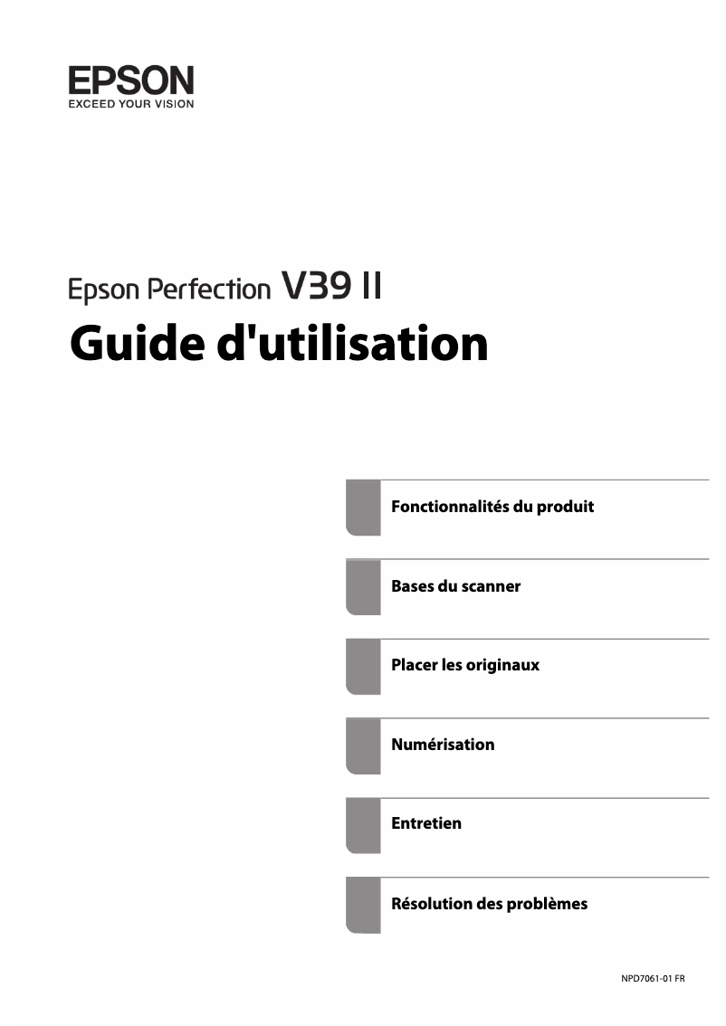 Page n°1 - Manuel utilisateur Epson Perfection V39 II