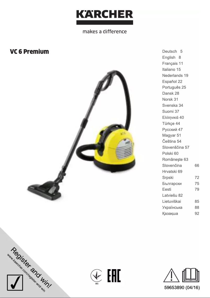 Página 1 del manual Manual de usuario Kärcher VC 6 Premium