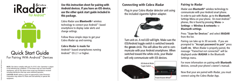 Imagen de la primera página del manual del dispositivo iRadar 150