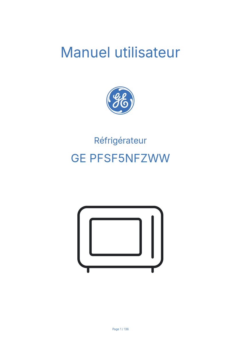 Page n°1 - Manuel utilisateur GE PFSF5NFZWW