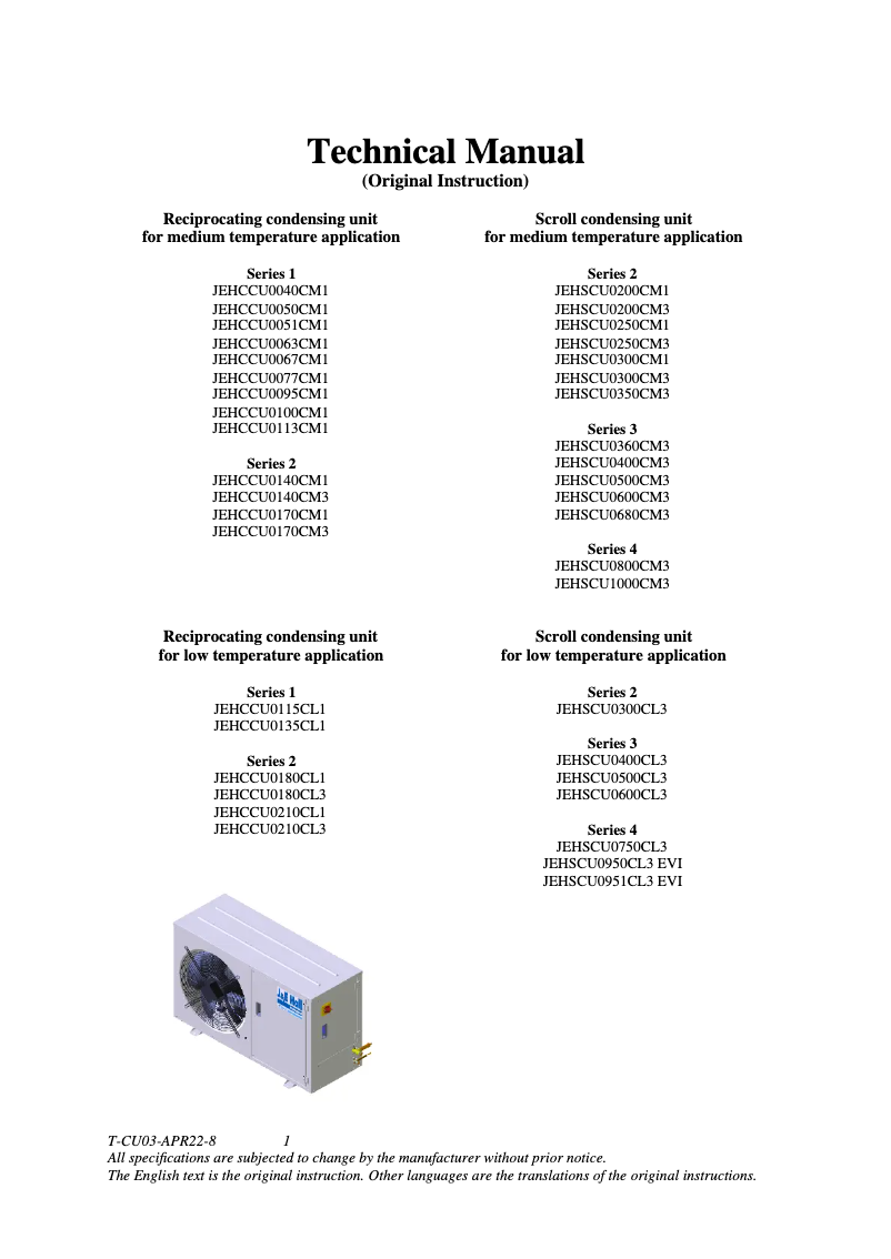 Page 1 de la notice Manuel utilisateur Daikin JEHCCU0210CL3
