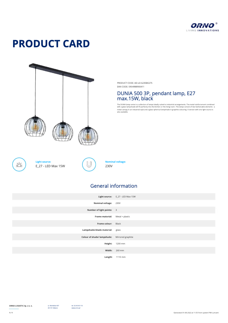 Image de la première page du manuel de l'appareil AD-LD-6235BE27S