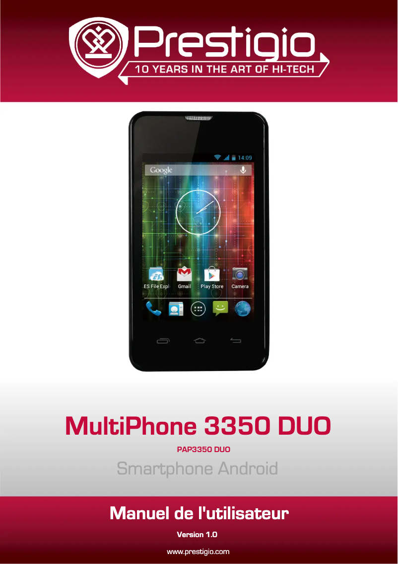Page 1 de la notice Manuel utilisateur Prestigio MultiPhone 3350 DUO
