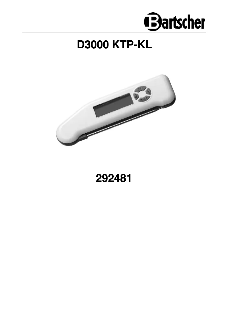Page 1 de la notice Manuel utilisateur Bartscher D3000 KTP