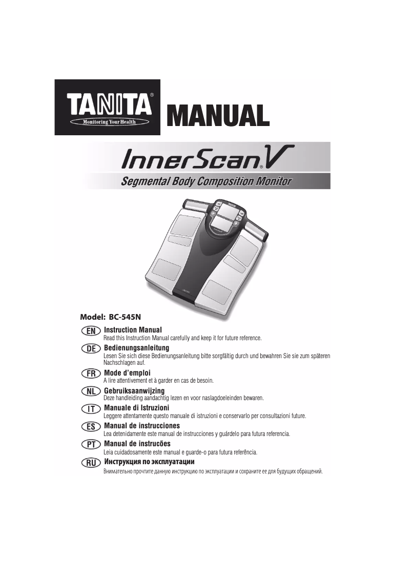 Page 1 de la notice Manuel utilisateur Tanita InnerScan V BC-545N