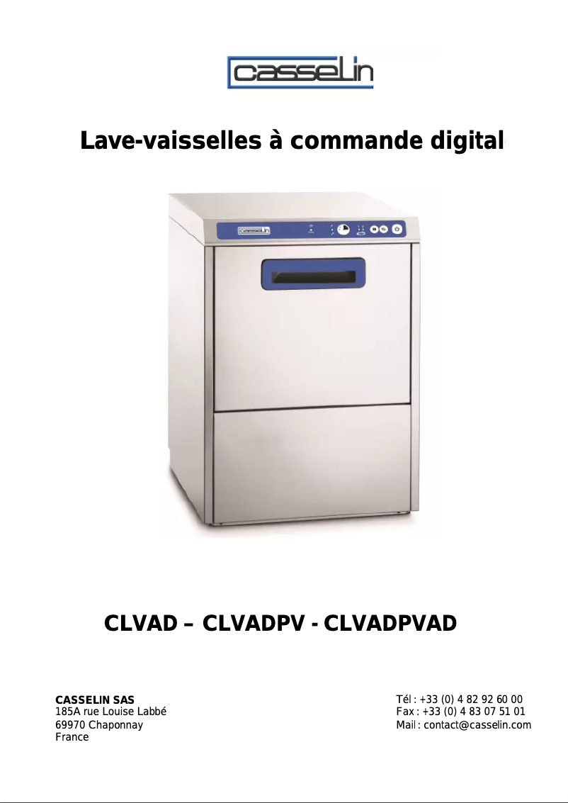 Image de la première page du manuel de l'appareil CLVADPV