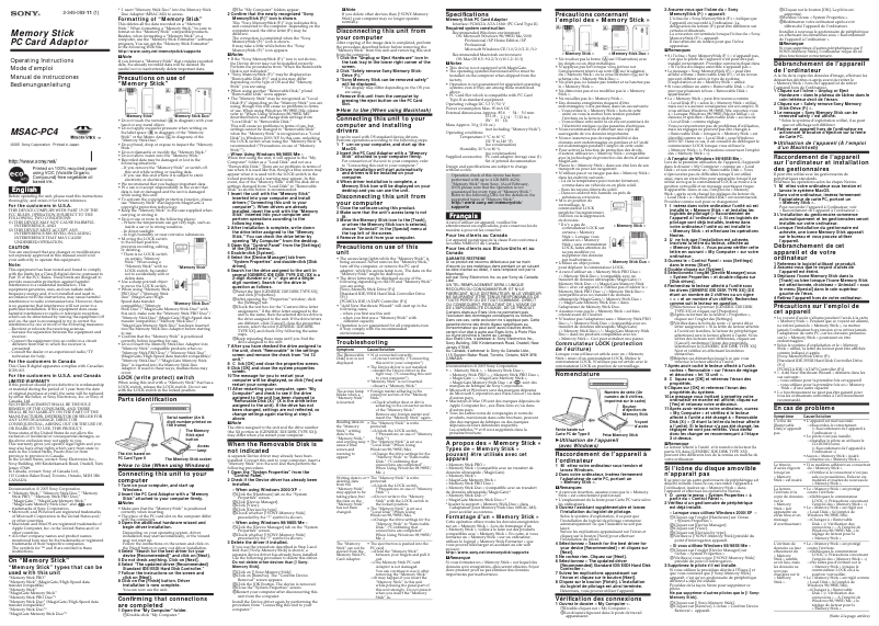 Página 1 del manual Manual de usuario Sony MSAC-PC4